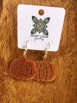 “Pumpkins and Moonlight” Halloween Themed Acrylic Dangle Earrings